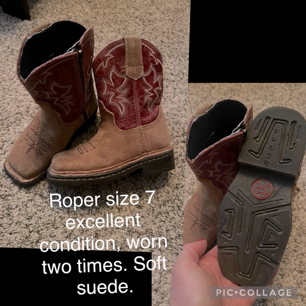 Roper toddler 7 soft suede cowboy boots